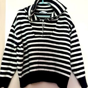 Zara stripped zip neck sweater